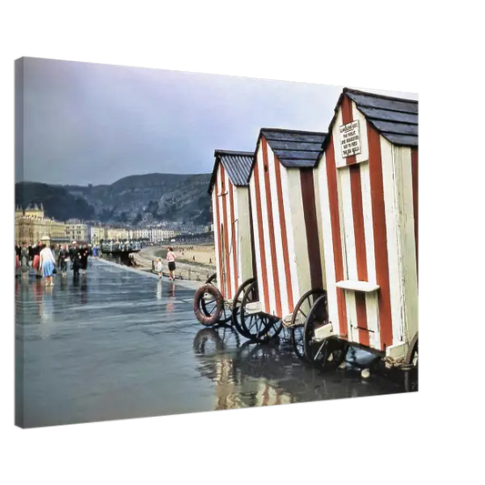 Bathing machines in Llandudno Wales 1950s