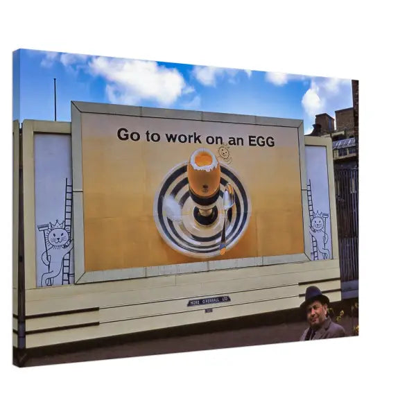Go to work on an EGG advertising hoarding 1960s - Canvas