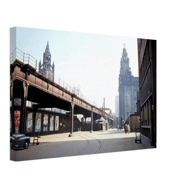 Liverpool Overhead Railway & Liver Building 1950s - Canvas