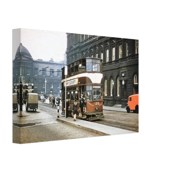 North Bridge Edinburgh 1950s - Tram 156 Canvas Print