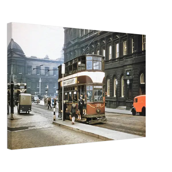 North Bridge Edinburgh 1950s - Tram 156 Canvas Print
