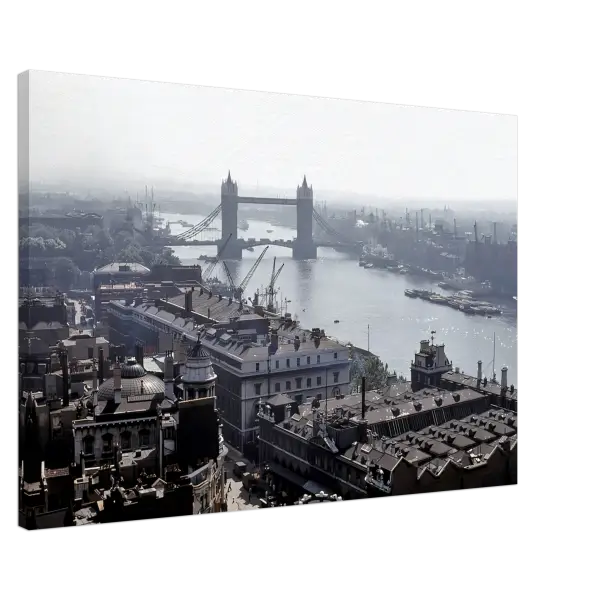 View from the Monument of Tower Bridge London 1950s